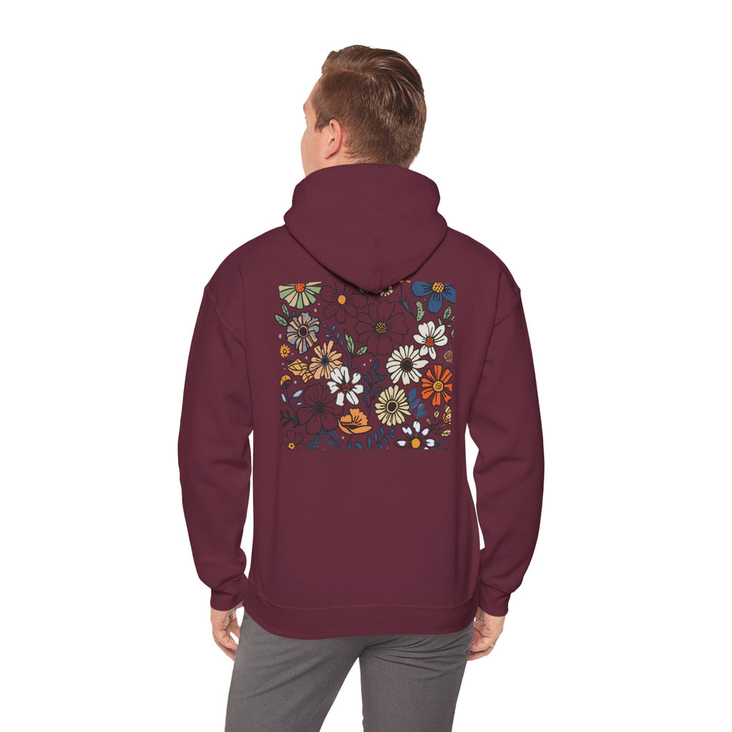 Kindness Floral Hoodie — Daisies Graphic Back Pocket Sweatshirt
