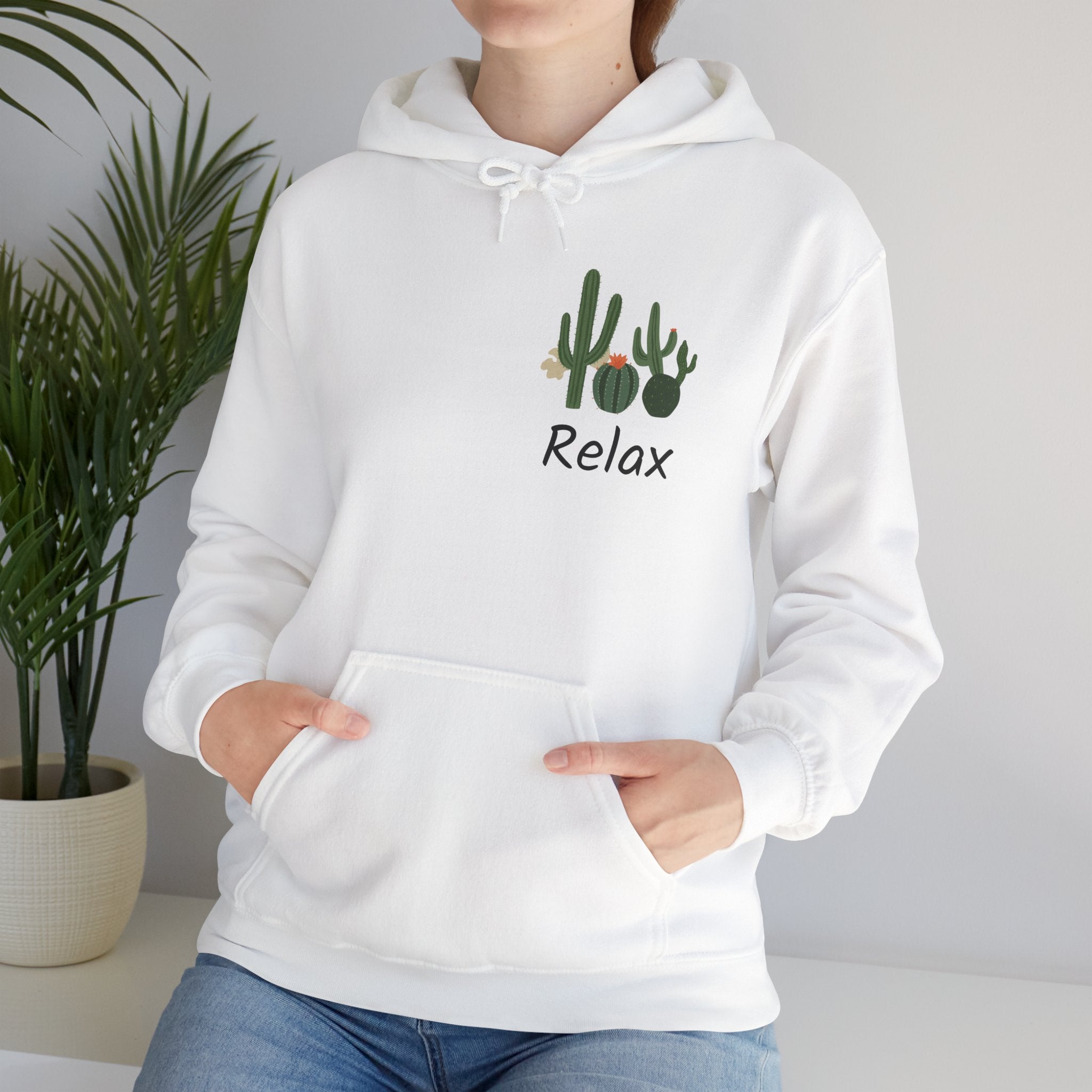 Hoodie — Relax Cactus Graphic Pullover (Desert Plant Crewneck)