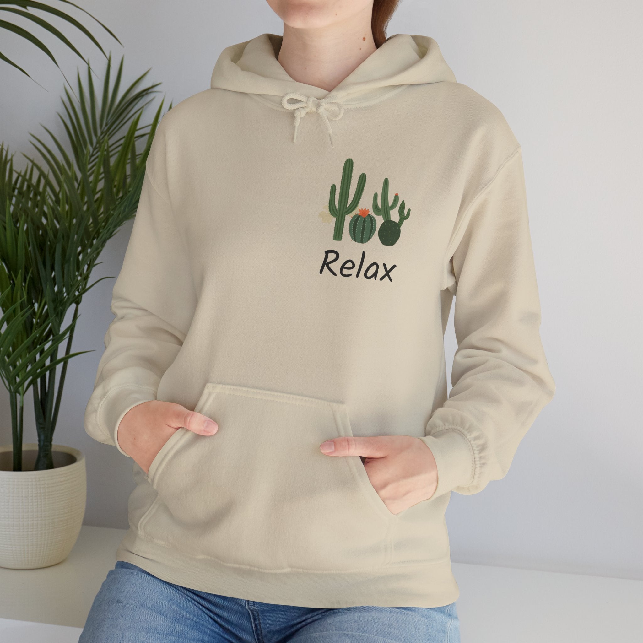 Hoodie — Relax Cactus Graphic Pullover (Desert Plant Crewneck)