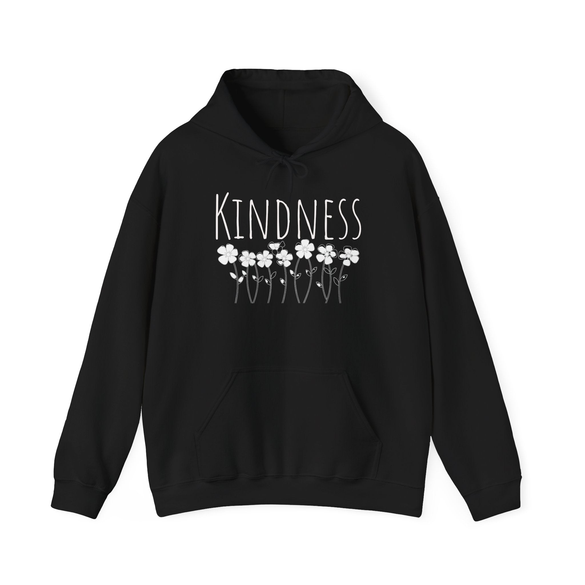 Kindness Floral Hoodie — Daisies Graphic Back Pocket Sweatshirt