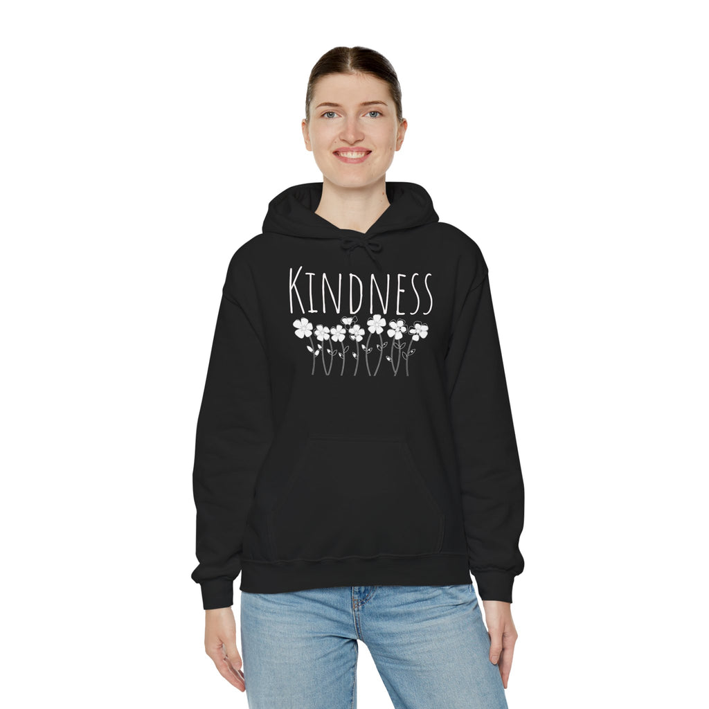 Kindness Floral Hoodie — Daisies Graphic Back Pocket Sweatshirt
