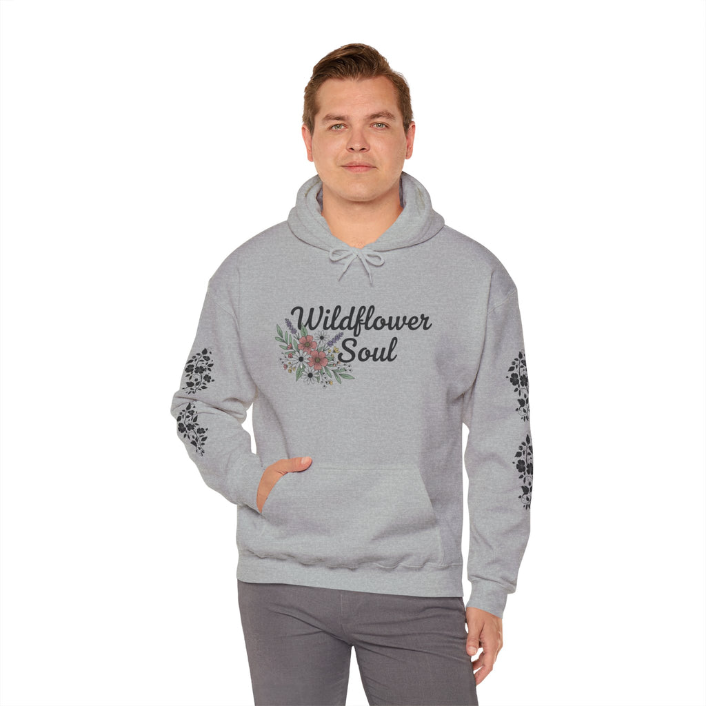 Wildflower Soul Hoodie - Floral Boho Pullover with Sleeve Floral Accents