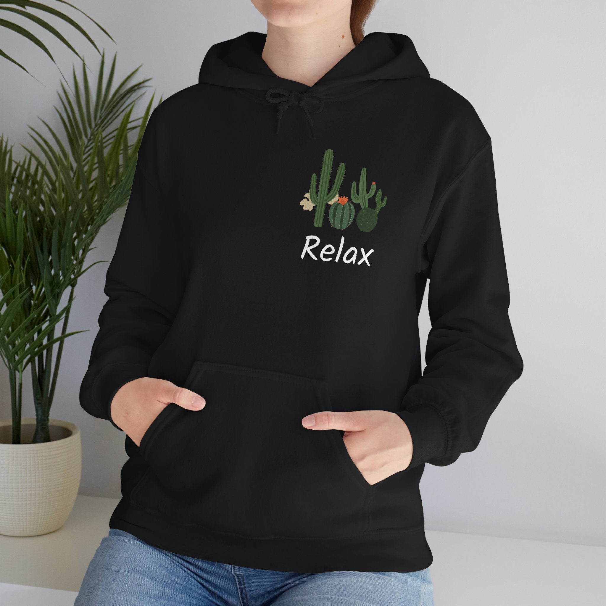 Hoodie — Relax Cactus Graphic Pullover (Desert Plant Crewneck)