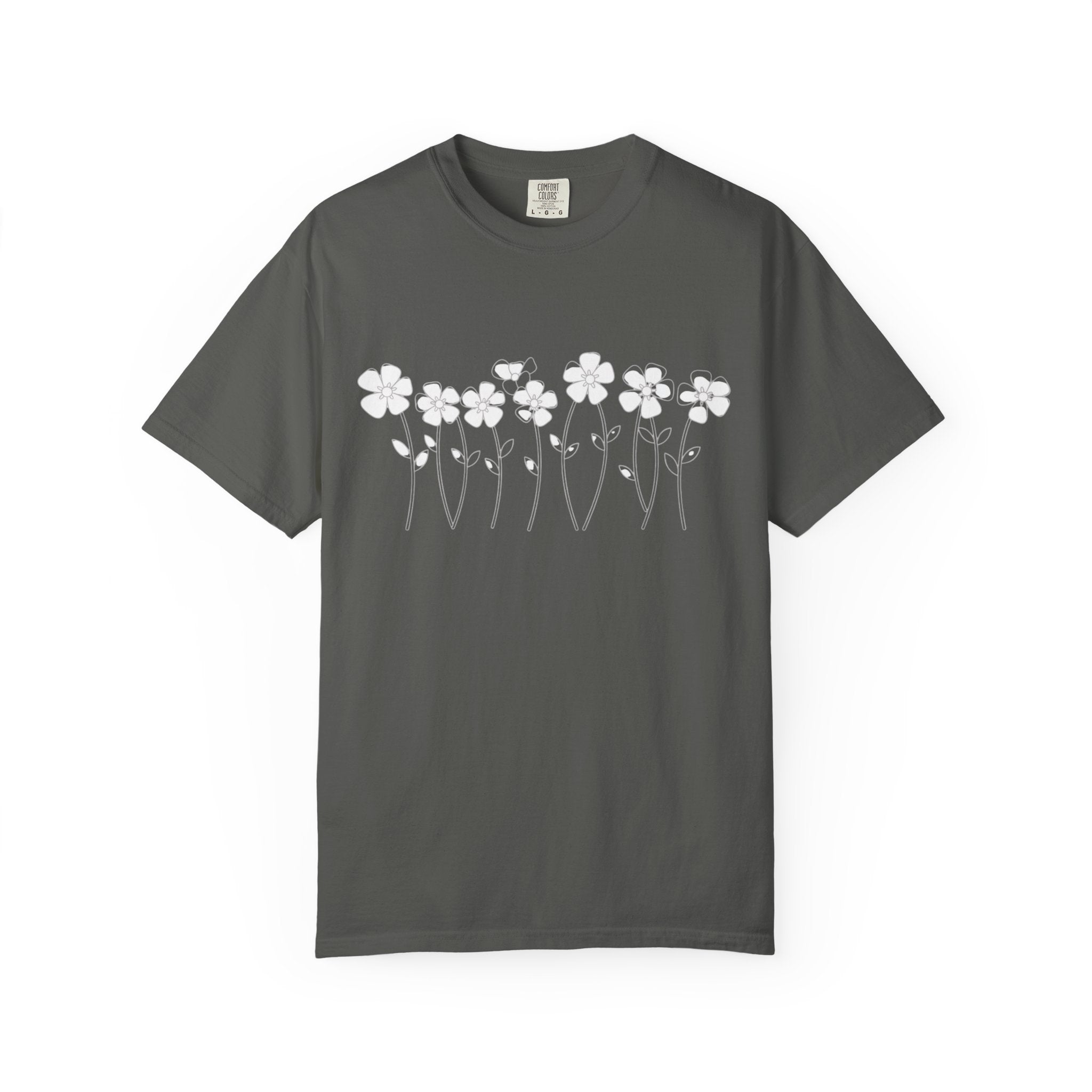 Ditsy Daisy Line T-Shirt — Minimal Floral Graphic Tee