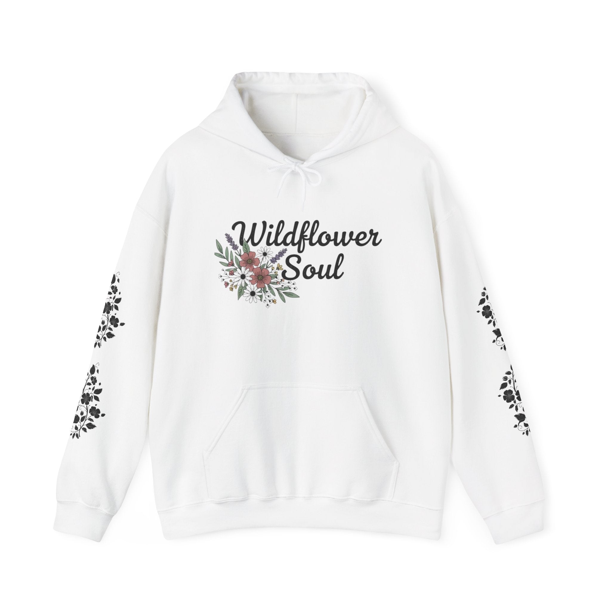 Wildflower Soul Hoodie - Floral Boho Pullover with Sleeve Floral Accents