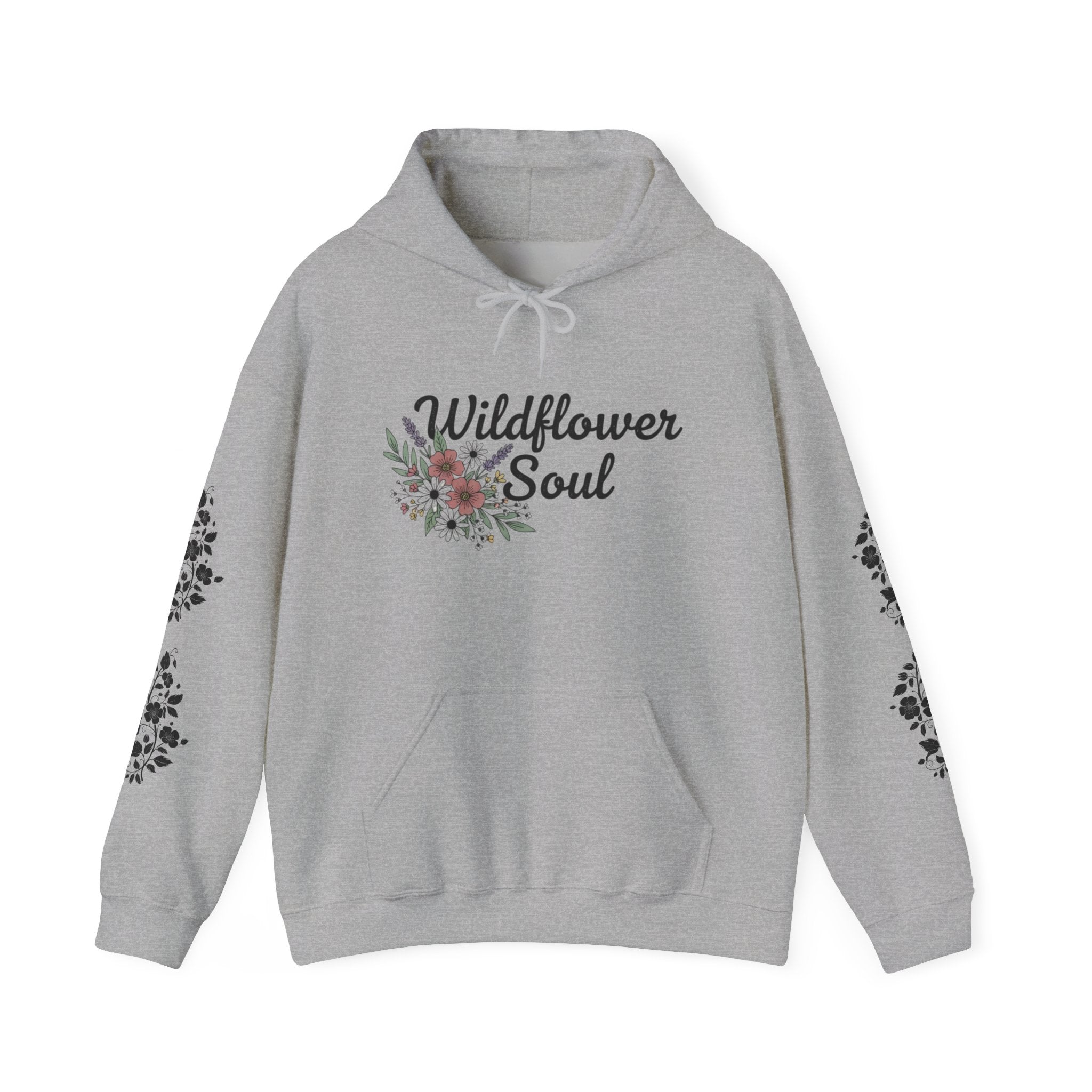 Wildflower Soul Hoodie - Floral Boho Pullover with Sleeve Floral Accents
