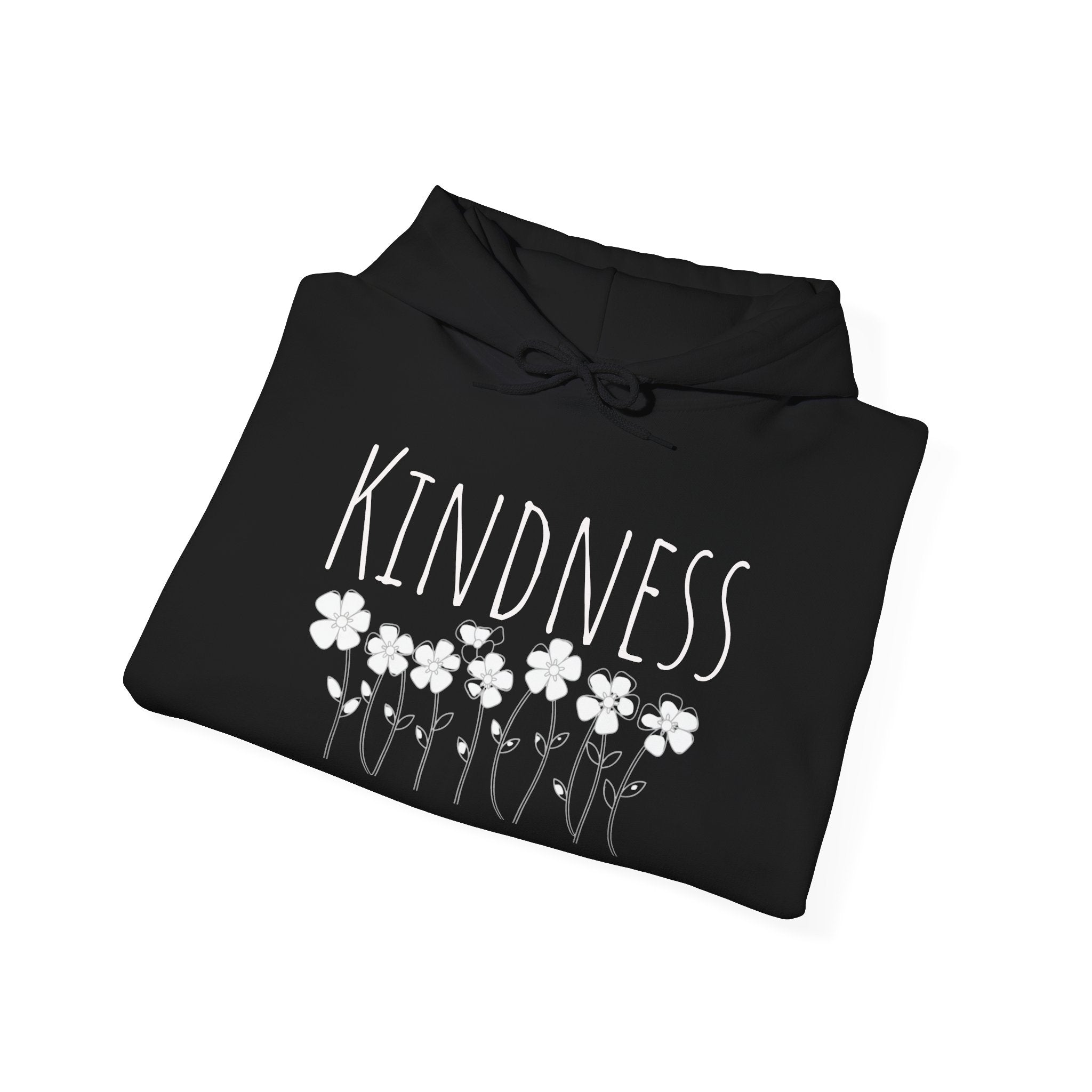 Kindness Floral Hoodie — Daisies Graphic Back Pocket Sweatshirt