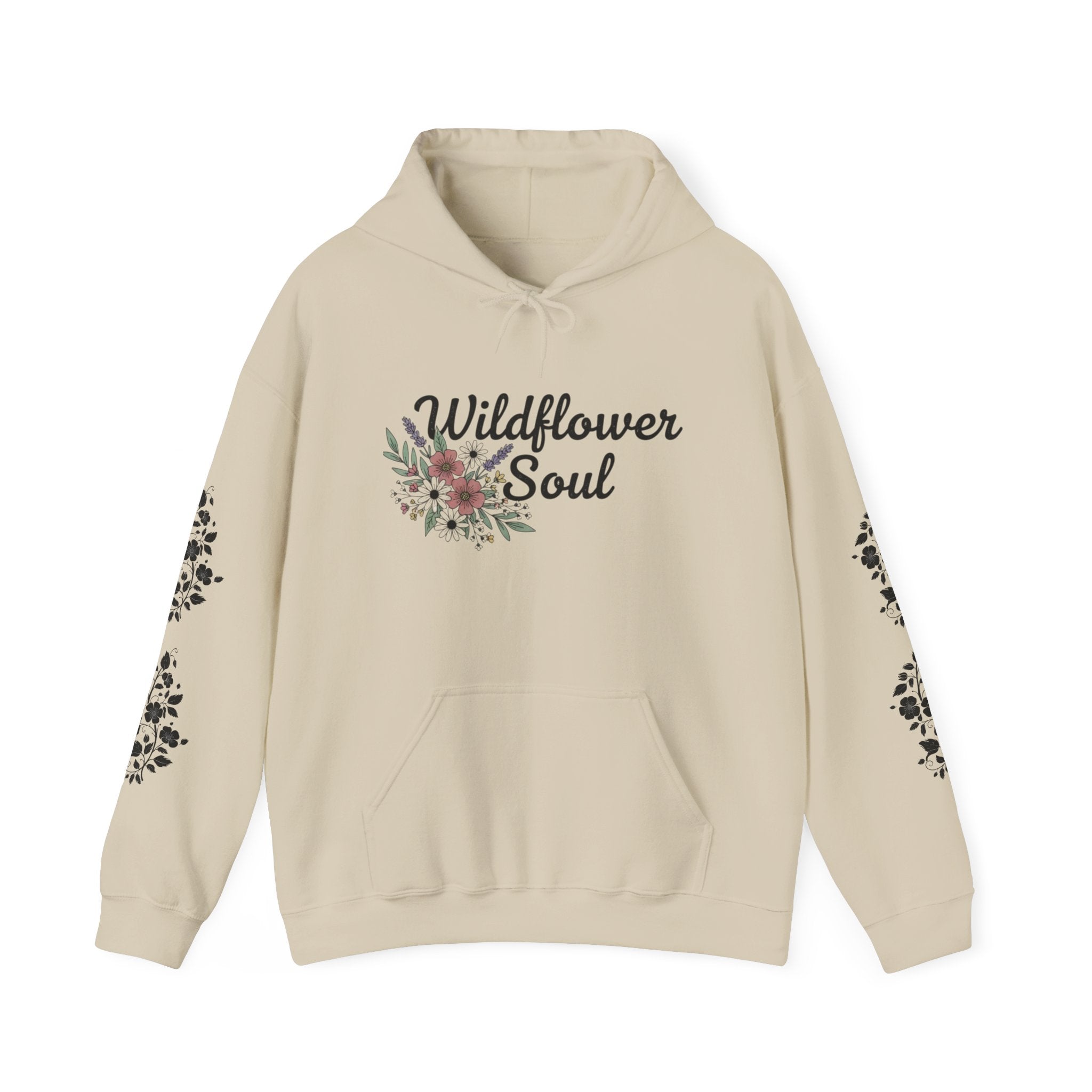 Wildflower Soul Hoodie - Floral Boho Pullover with Sleeve Floral Accents