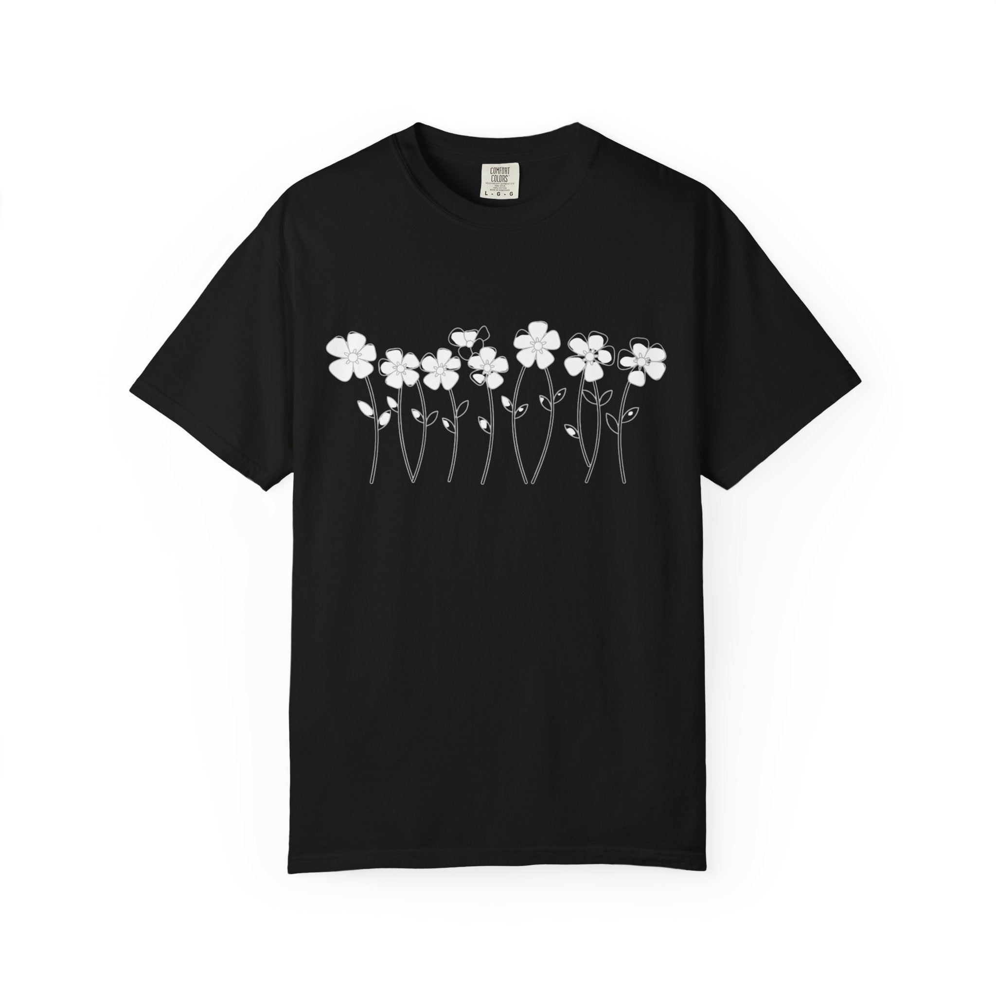 Ditsy Daisy Line T-Shirt — Minimal Floral Graphic Tee