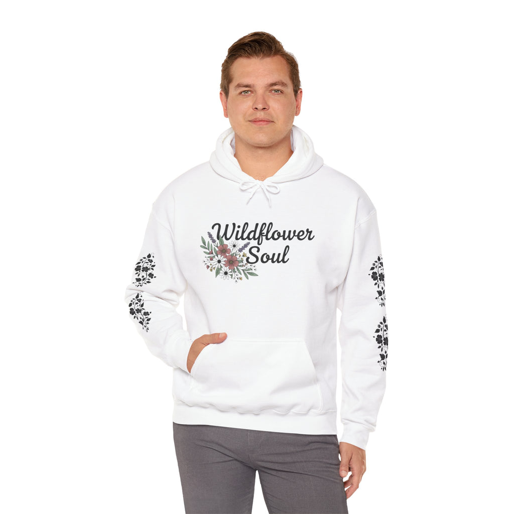 Wildflower Soul Hoodie - Floral Boho Pullover with Sleeve Floral Accents