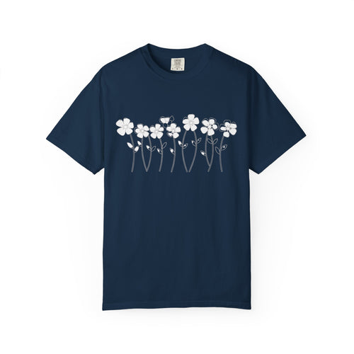 Ditsy Daisy Line T-Shirt — Minimal Floral Graphic Tee